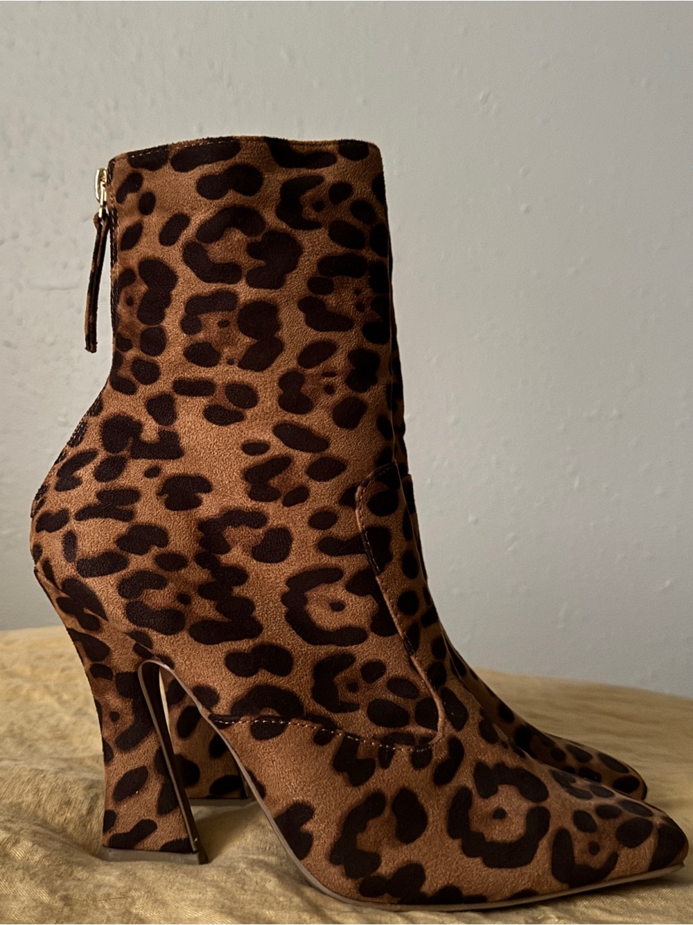 Leopard Print Ankle Boots - Brown